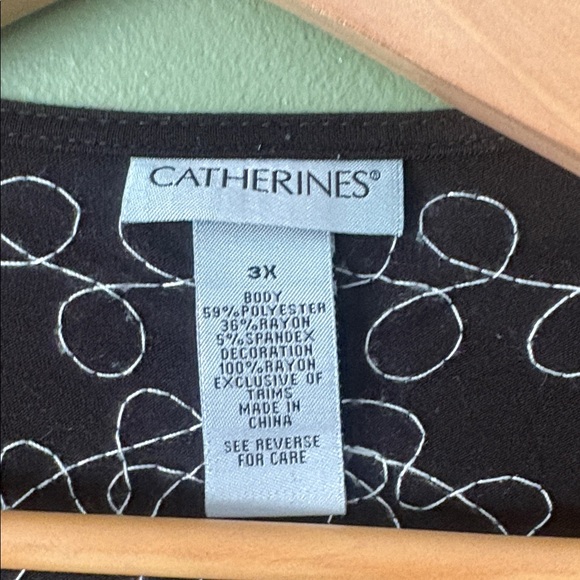 Catherine's Black White Flat Corded Embroidered Duster Cardigan Sz 3X - Picture 4 of 6